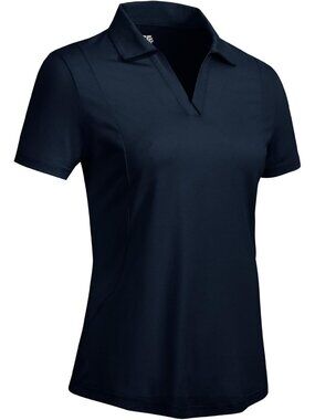 Women's  Navy Golf Shirts Short Sleeve Dry Fit V Neck Collared Tennis Tops